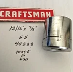 Craftsman 13/16" X 3/8" Dr Socket 12 Pt - Ee 44338 Made In Usa -free Ship. Fixed Price $9.96.