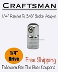 Craftsman 1/4" To 3/8" Standard Socket Adapter Cmmt13030. Fixed Price $7.95.