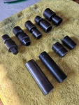 9 Pc. Snap On Matco Impact Sockets 1/2" Dr. 6pt. Metric Sae Mixed Assorted Lot. Fixed Price $69.00.