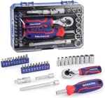 Workpro 34 Pcs 1/4" Dr. Master Socket Set Metric With Blue, Red, Silver. Fixed Price $31.99.