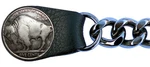 Buffalo Nickel On Black Chrome Chain Vest Extender With Snaps Made In Usa. Fixed Price $9.95.
