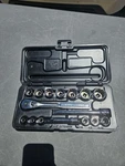 Craftsman 3/8 Drive Socket Set 1/4-1 In, Push Button Release Ratchet, 2 Extensio. Fixed Price $75.00.