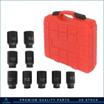 ?9 Pieces/set Deep Impact Axle Hub Nut Socket Set 1/2" Drive 29-38mm. Fixed Price $40.02.