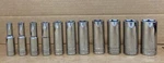 Matco Silver Eagle 11 Pc 3/8" Drive 6 Pt Deep Sockets (1/4" Bdse86-7/8" Bdse286). Fixed Price $110.00.