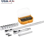 45 Pc 1/4 Drive Slim Head Mechanics Tool Set Locking Flex Metric 6 Point Us. Fixed Price $76.76.