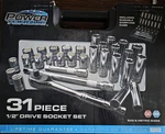 Power Torque 31 Piece 1/2 In. Drive Socket Set Sae & Metric. Fixed Price $50.00.