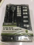 New Master Mechanic 24pc 1/4" & 3/8" Dr. Socket Set #. Fixed Price $22.00.