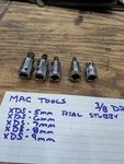 Mac Tools 5-piece Hex Bit Metric Socket Set 5-6-7-8-9mm, 3/8"drive. Free Ship. Fixed Price $45.00.