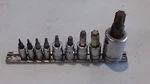 Snap On-8 & Sk-1 9 Pi Torx Socket Set T8-10-15-25-27-40-50-55-60 1/4-3/8-1/2"dr.. Fixed Price $76.98.