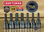 Surplus Stock 7 Craftsman Sae Metric Hex Bit Allen Key Socket Set 3/8" Drive. Fixed Price $18.96.