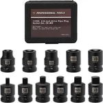 11pcs 3/8" Drive Sae Pipe Plug Socket Set, Tapered Male Square Drive, Chamfered. Fixed Price $38.87.