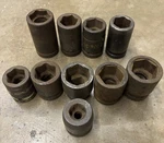 Mixed Lot 9 Pieces 1 Drive Impact Sockets Snap-on Proto+. Fixed Price $190.00.