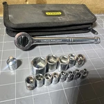 Stanley Pro 87-138 Thumb Wheel Ratchet Wrench, 3/8" Dr. W/ Sockets & Case. Fixed Price $22.99.