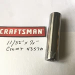 Craftsman 11/32" X 1/4" Dr 6 Pt Standard Deep Socket Cmmt 43576 Free Usa Ship. Fixed Price $9.96.