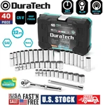 Duratech 40 Pcs 3/8" Drive Socket Set Sae & Metric Mechanics Tool W/case New. Fixed Price $42.99.