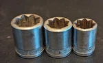 3 Armstrong Socket Set 12pt 1/2" Drive 7/8 S-828 3/4 S-824 11/16 S-822 Usa. Fixed Price $13.20.