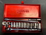 Snap-on Tools 1/4" Drive Shallow Socket Set, Breaker, Extensions, Red Metal Box.. Fixed Price $165.00.