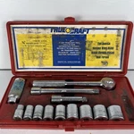 Vintage Truecraft 3/8" Socket Set 13 Piece 6 And 12 Point Sockets Made In Japan. Fixed Price $25.00.