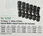 Sk Tools 32350 U.s.a. Made 1/4" Drive Metric Impact Universal Set. Fixed Price $199.00.