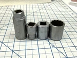 Action 4pc 1/2 Drive Sockets, 1/2, 13/16, 15/16, 13/16 6pt Spark Plug Usa Made. Fixed Price $13.00.