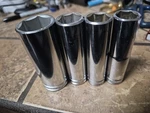 1/2" Drive Deep Socket, 6-pt, Usa, Polished Chrome, Blackhawk 4 Pc. Fixed Price $34.99.