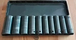 Set Of 11 Vintage Campbell Hausfeld 1/2" Drive Deep Impact Socket Metal Case. Fixed Price $21.99.