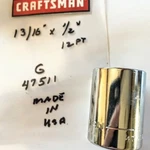 Craftsman 13/16" X 1/2" Dr Socket G 47511 - 12 Pt Made In Usa Free Ship. Fixed Price $9.96.