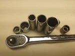 Craftsman 8 Pc Lot Cmmt 81748 3/8 Inch Drive Ratchet And 7 "g" Series Sockets. Fixed Price $12.00.