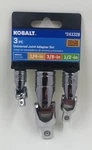 Kobalt #243328 3pc. Universal Joint Adapter Set - 1/4 3/8 1/2 Drives. Fixed Price $19.99.