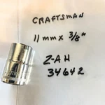 Craftsman Standard Socket 11mm X 3/8" - 12 Pt Z-ah 34642 Free Usa Shipping. Fixed Price $9.86.
