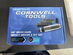 Cornwell 3/8 Drive Reversible Hand Impact Driver And Bit Set New In Box. Fixed Price $160.00.