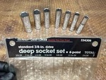 Sears Craftsman 7 Pc Deep Socket Set 3/8 Drive 6 Point - Like New Condition. Fixed Price $44.95.