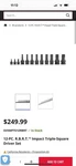 Mac Tools 12 Piece Advanced Impact Triple Square Set Rbrt. Fixed Price $220.00.