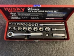 Husky Professional 24 Piece Metric Socket Set 1/4 & 3/8 Drive Made In Usa (used). Fixed Price $25.00.