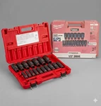 Milwaukee Shockwave 1/2" Drive Sae 6 Point Impact 18 Socket Set - 49-66-7093. Fixed Price $105.00.