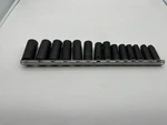 Snip On Tools Vintage Metric 3/8 Inch Drive Deep 14 High Impact Sockets + Holder. Fixed Price $180.00.