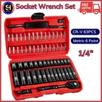 1/4" Drive Socket Wrench Set Metric Impact Socket,cr-v,72t Ratchet Handle,63pcs. Fixed Price $45.14.
