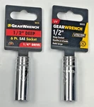 1/2" Gearwrench 1/4" Drive, Deep Well Polished Socket 6 Point, # 80123 ; 2 Pack. Fixed Price $13.95.