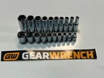Gearwrench 20pc 1/4 Drive 6 Point Deep & Shallow Sae Socket Set New 80305,80303. Fixed Price $34.99.