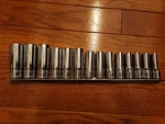 Mac Tools 14 Pc 3/8" Drive Metric 6pt 6-19mm Deep Socket Set + Rail Sxgm146br. Fixed Price $289.95.