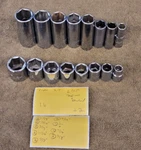 16 Proto Socket Deep Well Standard 5028h 3/8" Drive Sae 7/8 9/16 Tool Set Usa. Fixed Price $50.73.
