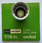 Sears Craftsman 7/16" Shallow Socket 3/8 Drive 12 Pts No. - 44332-g Usa. Fixed Price $14.00.