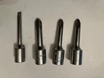 Lot Of 4 Vintage New Britain Phillips And Screwdriver 3/8" Socket Chrome Usa. Fixed Price $24.99.