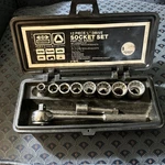 Vintage 3/8 Drive Bonney Socket Set B-80307 Ratchet + 8 Sockets 1 Extension. Fixed Price $40.00.