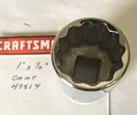 Craftsman 1" X 1/2" Dr Socket Cmmt 47514- 12 Point Free Usa Shipping. Fixed Price $9.96.