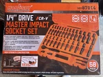 Horusdy 56pcs 1/4" Drive Impact Socket Set Crv Sae Metric 87014 New Open Box. Fixed Price $35.00.