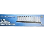 Platinum Tech, Plt-99812 - 12pc. 1/4" Drive Metric Deep Spline Socket Set. Fixed Price $42.99.