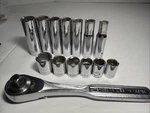 Craftsman 43784 3/8" Ratchet V- Series With 13 Sockets 6 Point Vtg. Fixed Price $44.99.