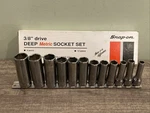 Snap On Tools 212sfsmy 3/8" Drive 8 To 19 Mm 6-point Deep Socket Set #383 1991. Fixed Price $149.99.