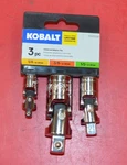 Kobalt 3 Piece Universal Adapter Set 1/4" 3/8" 1/2"-** Brand New**. Fixed Price $17.99.